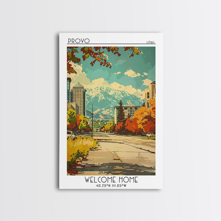 Provo Utah Travel Poster, Framed Canvas Print, City Travel Poster, Vintage City Poster, Retro Travel Print, Poster Art, Travel Print