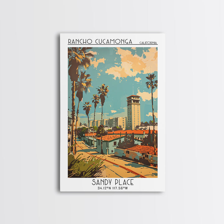 Rancho Cucamonga Travel Poster, Canvas Print, Vintage Travel Print, City Wall Art, Fine Art Print, City Illustration, Travel Posters