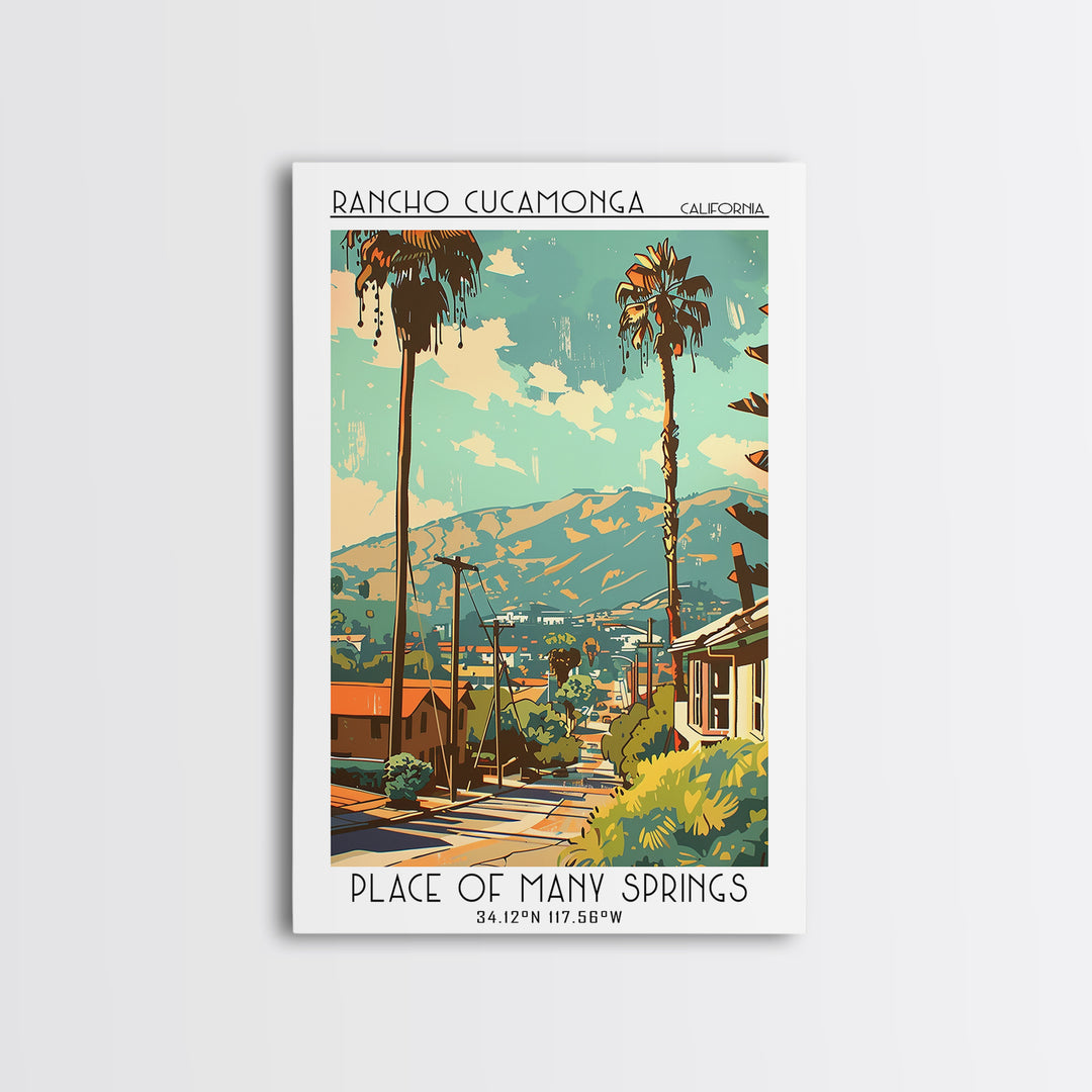 Rancho Cucamonga California Travel Poster, Framed Canvas Print, City Travel Poster, Vintage City Poster, Travel Prints, Travel Print