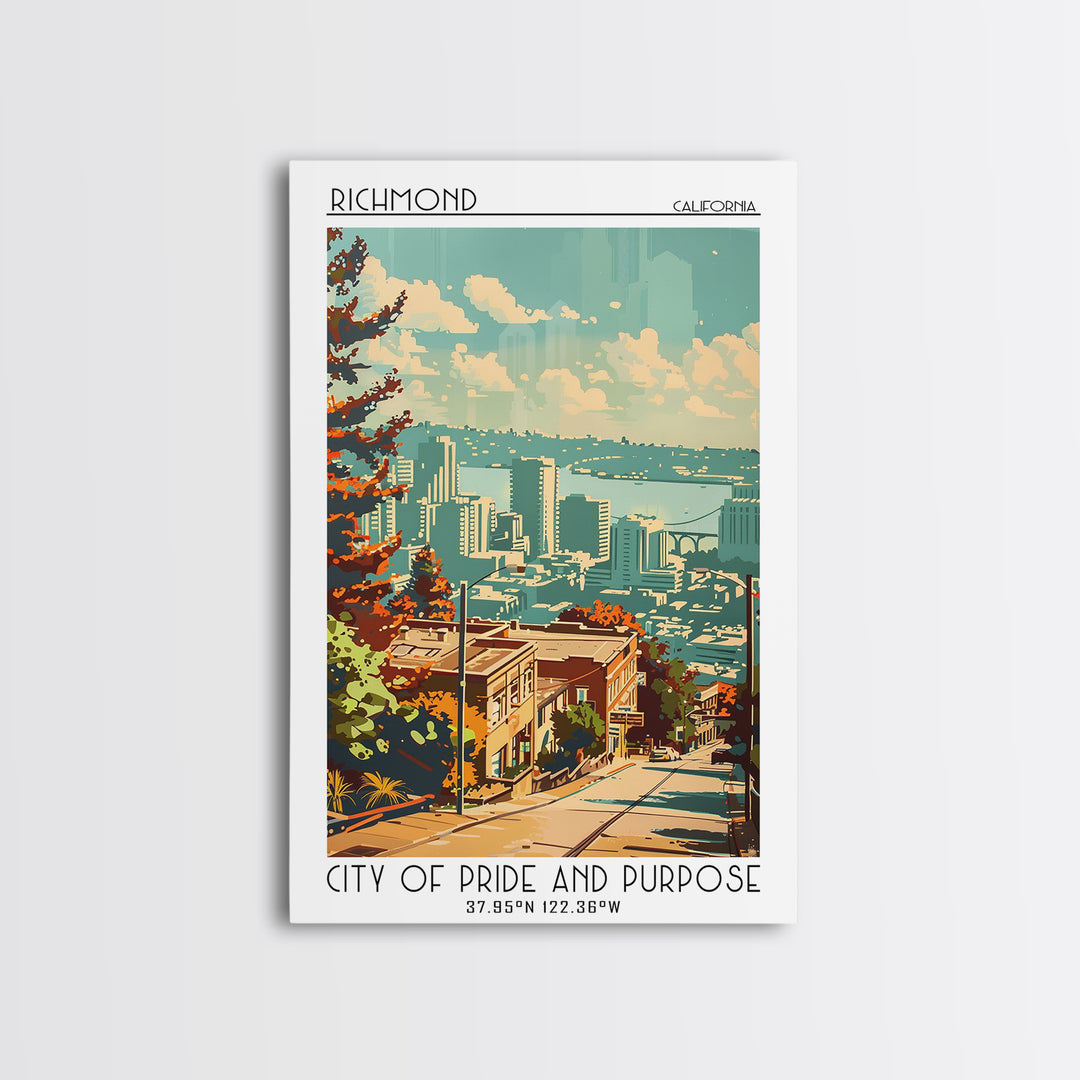 Richmond California Travel Poster, Canvas Print, Travel Wall Art, City Wall Art, Home Office Decor, Minimalist Poster, Landscape Art