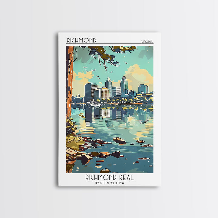 Richmond Virginia Travel Poster, Canvas Print, City Travel Poster, Travel Wall Art, Travel Art Print, Wall Art, Watercolor Cityscape