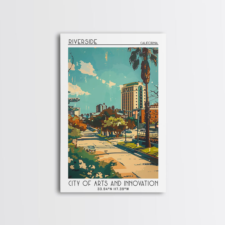 Riverside Travel Poster, Canvas Print, Retro Wall Art, Travel Print, Wall Art, Retro Travel Poster, Colorful Wall Art, Landscape Art