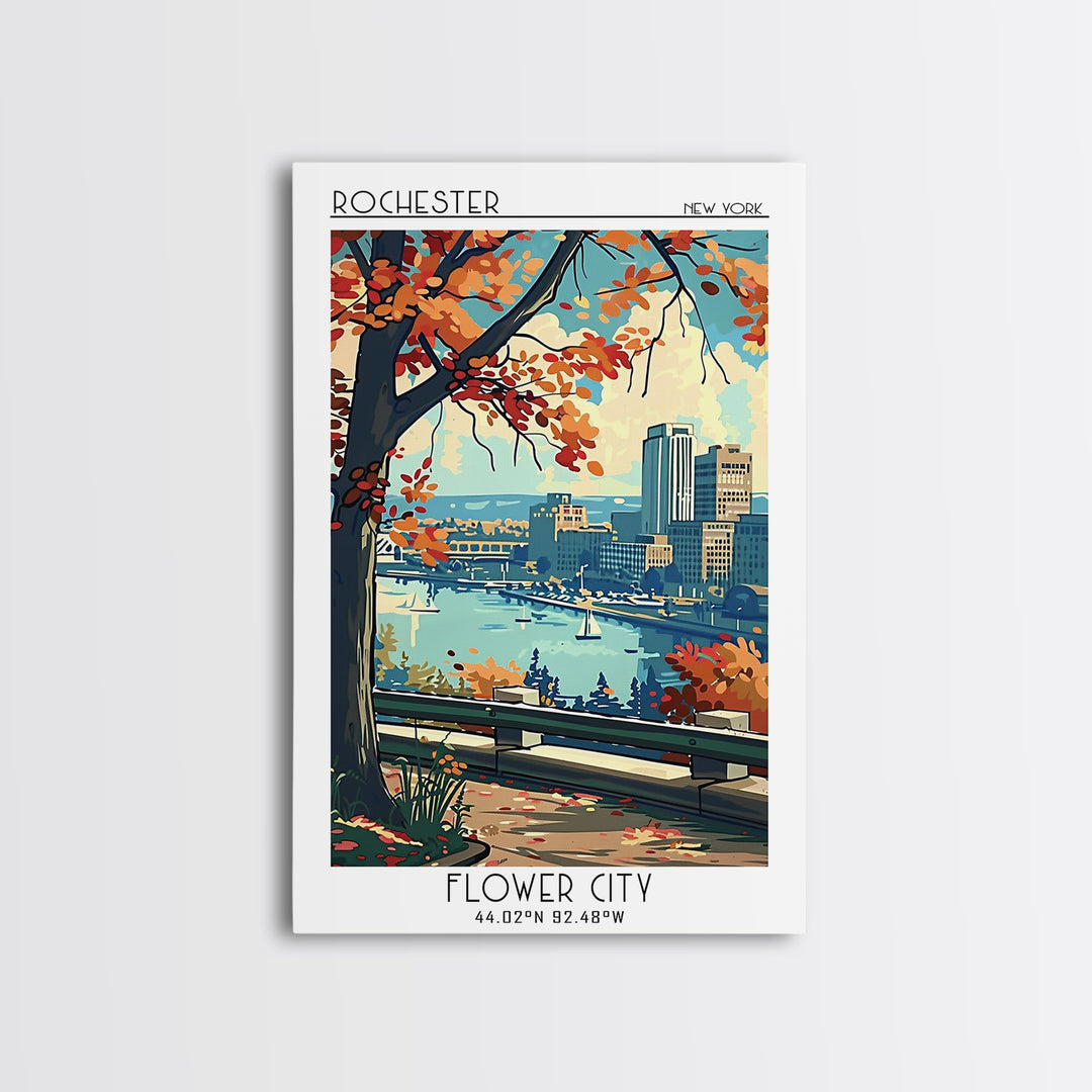 Rochester New York Travel Poster, Canvas Print, Vintage Travel Print, City Wall Art, Vintage Posters, Travel Art Print, Travel Print