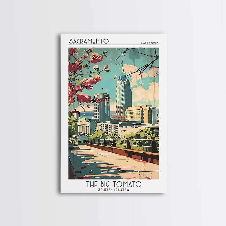 Sacramento California Travel Poster, Framed Canvas Print, Retro Travel Poster, City Wall Art, Vintage Travel Print, Gallery Wall Set