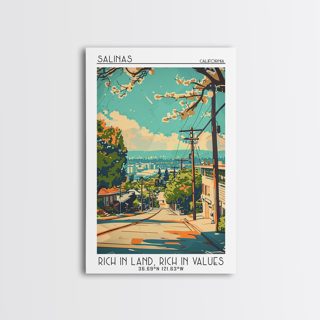 Salinas California Travel Poster, Canvas Print, Travel Prints, Landscape Art, Retro Travel Poster, Wanderlust Gift, Gallery Wall Set