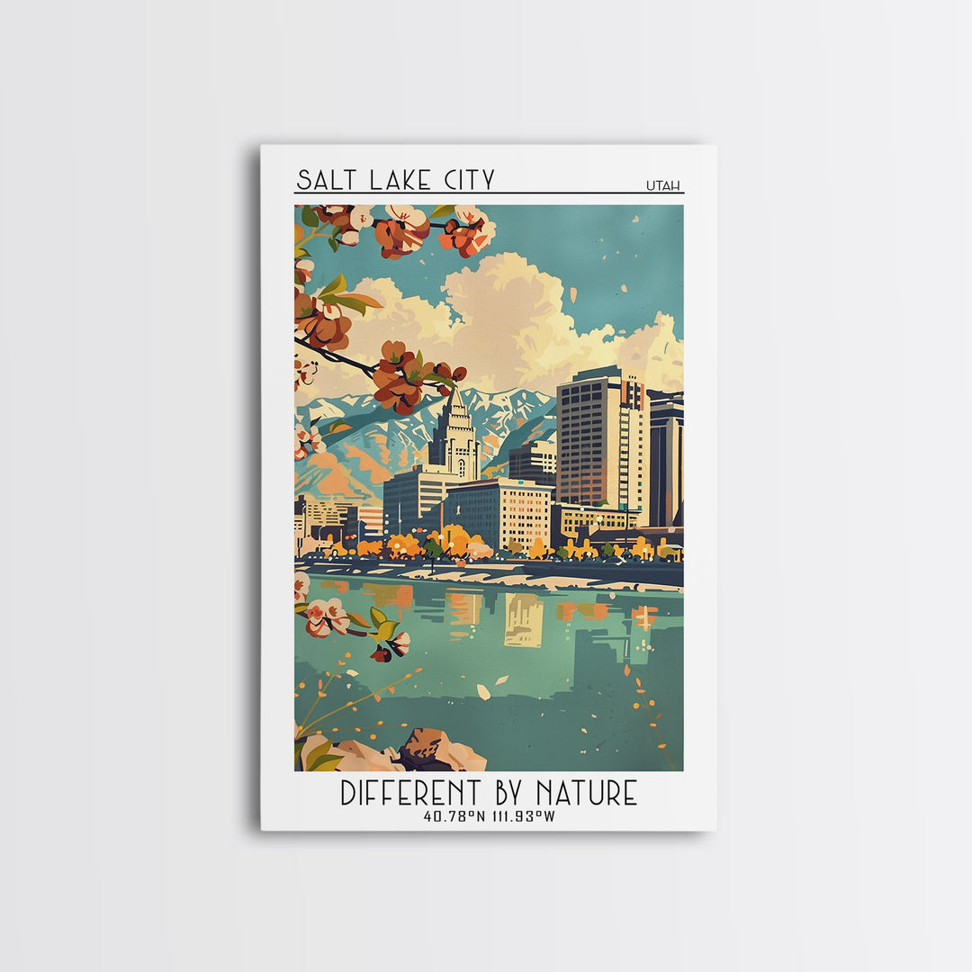 Salt Lake City Travel Poster, Canvas Print, City Travel Poster, Travel Wall Decor, Retro Wall Art, Minimalist Poster, Fine Art Print