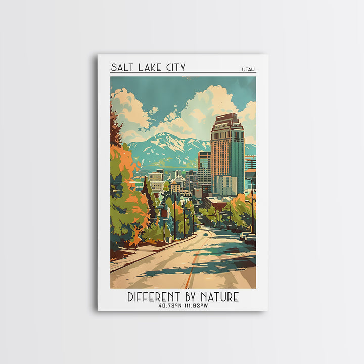 Salt Lake City Utah Travel Poster, Framed Canvas Print, City Travel Poster, Travel Wall Decor, Living Room Wall Art, Travel Wall Art