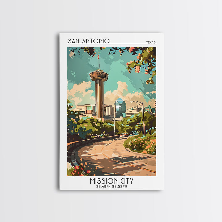 San Antonio Texas Travel Poster, Canvas Print, Retro Wall Art, Travel Print, Retro Travel Poster, Vintage Travel, City Travel Poster