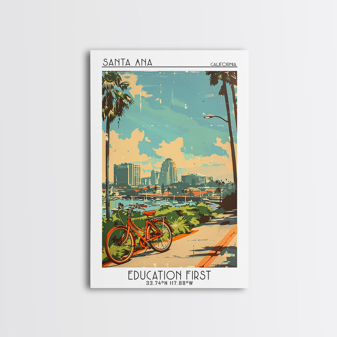 Santa Ana California Travel Poster, Framed Canvas Print, City Travel Poster, Travel Wall Decor, Minimalist Poster, City Illustration