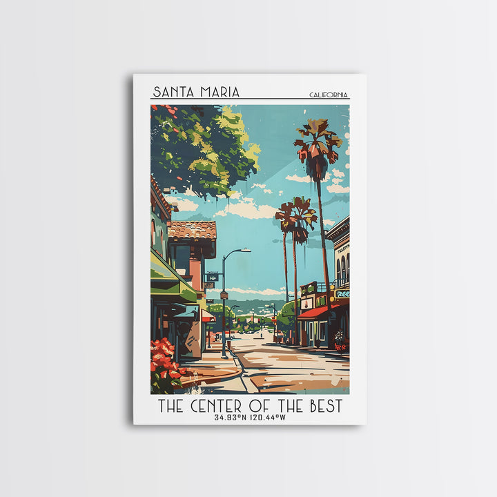 Santa Maria Travel Poster, Framed Canvas Print, Retro Wall Art, Travel Print, Vintage Travel Print, Mid Century Wall Art, Poster Art