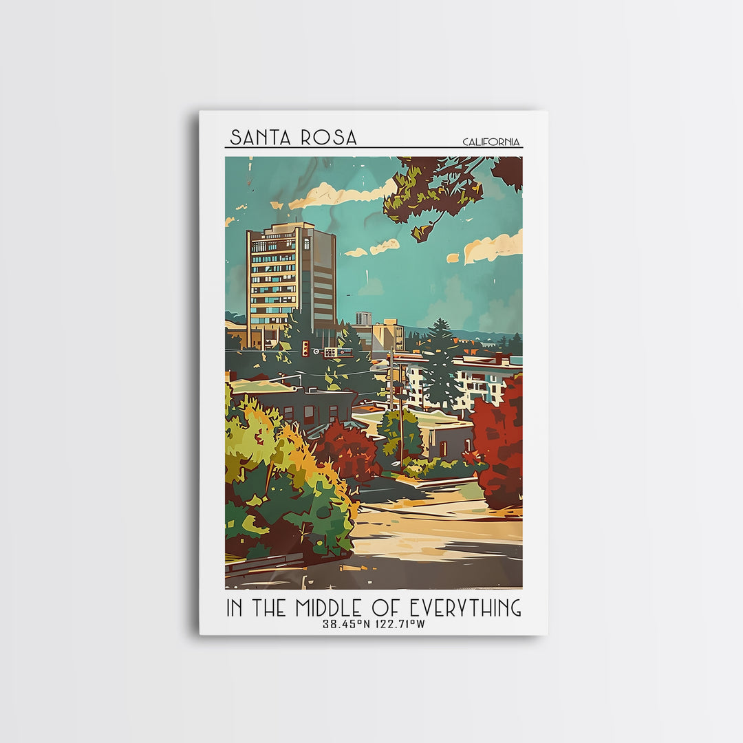 Santa Rosa Travel Poster, Canvas Print, Travel Wall Decor, Minimalist Poster, Poster Art, Travel Prints, Wall Art, City Illustration
