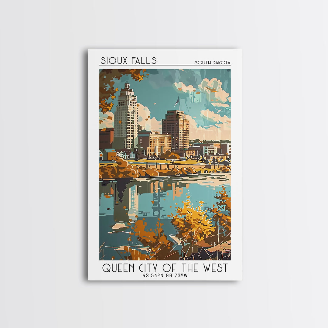 Sioux Falls Travel Poster, Framed Canvas Print, City Art Print, Travel Wall Art, Vintage City Poster, City Travel Poster, Poster Art