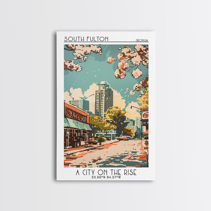 South Fulton Travel Poster, Framed Canvas Print, Vintage Travel Print, City Wall Art, Poster Print, Mid Century Wall Art, Poster Art