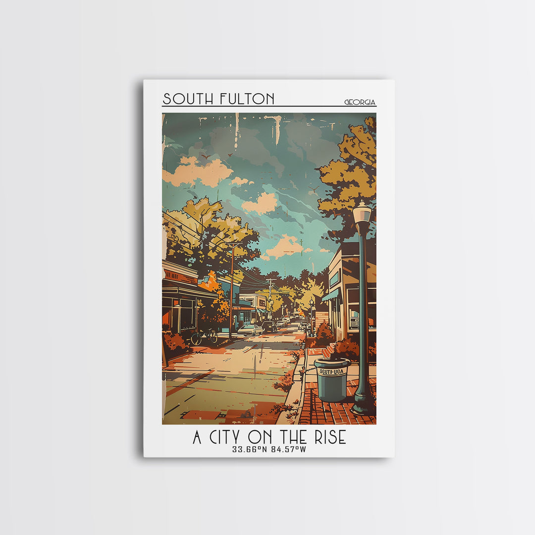 South Fulton Georgia Travel Poster, Canvas Print, Vintage Travel Print, City Wall Art, Travel Posters, Travel Wall Art, Travel Print
