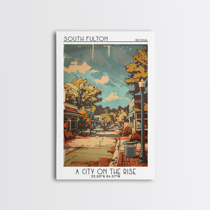 South Fulton Georgia Travel Poster, Canvas Print, Vintage Travel Print, City Wall Art, Travel Posters, Travel Wall Art, Travel Print