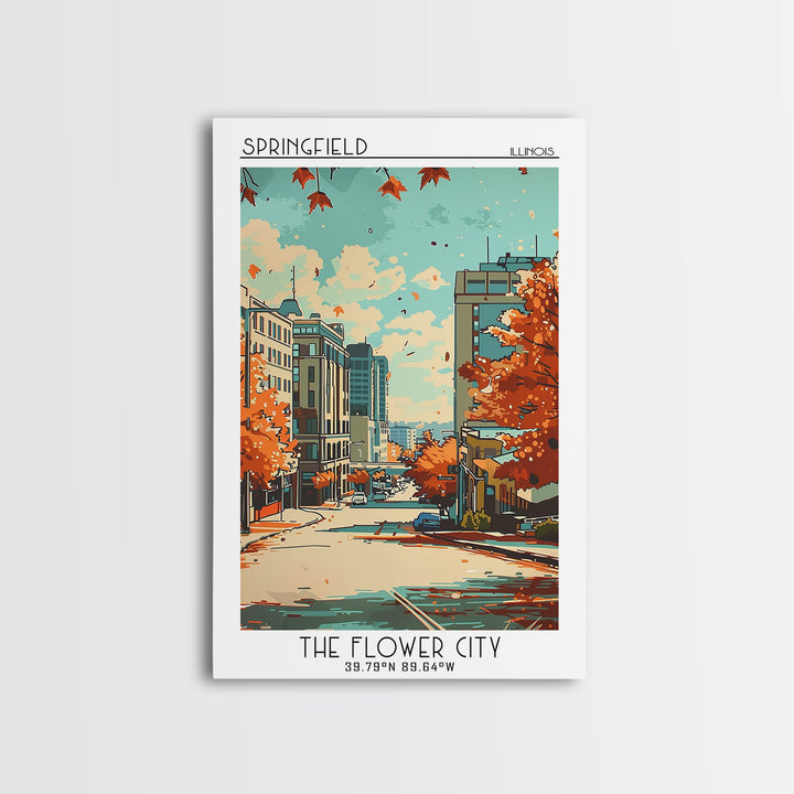 Springfield Illinois Travel Poster, Canvas Print, Vintage Travel Print, City Wall Art, Living Room Wall Art, Wall Art, Travel Prints