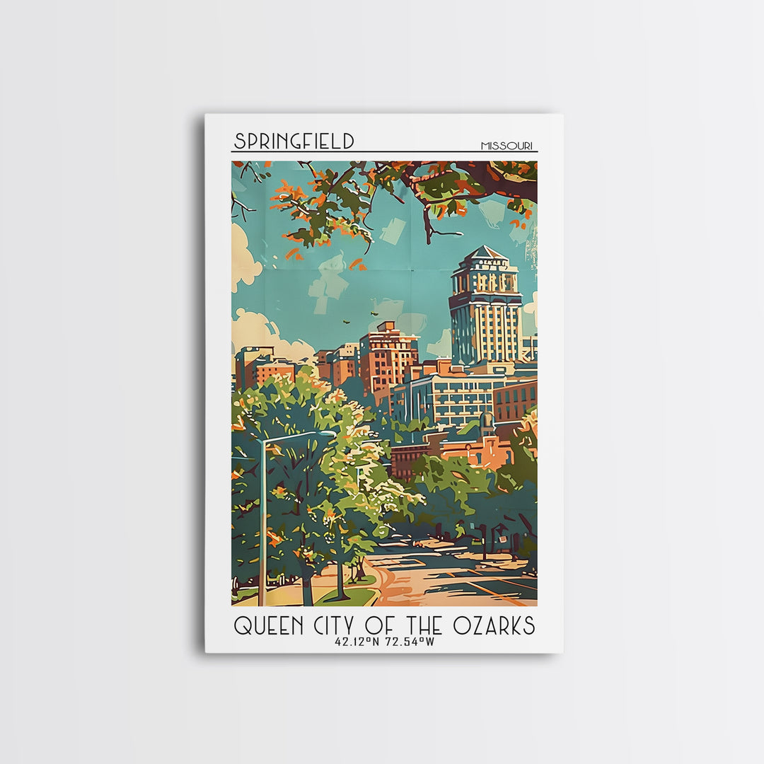 Springfield Missouri Travel Poster, Canvas Print, City Art Print, Travel Wall Art, Wall Art, Travel Wall Decor, Living Room Wall Art