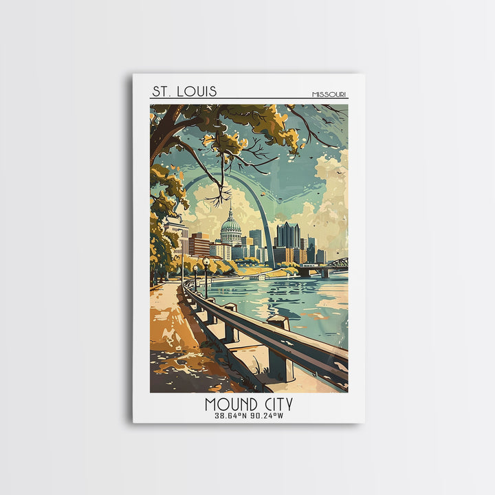 St Louis Travel Poster, Framed Canvas Print, Vintage Travel Print, City Wall Art, Vintage City Poster, Travel Prints, Vintage Travel
