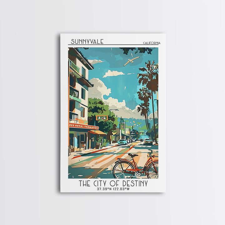 Sunnyvale California Travel Poster, Canvas Print, Retro Travel Poster, City Wall Art, Travel Posters, Retro Wall Art, City Art Print