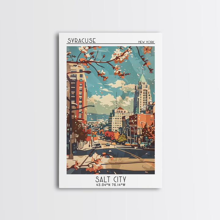 Syracuse Travel Poster, Framed Canvas Print, City Travel Poster, Travel Wall Decor, Gallery Wall Set, Watercolor Cityscape, Wall Art