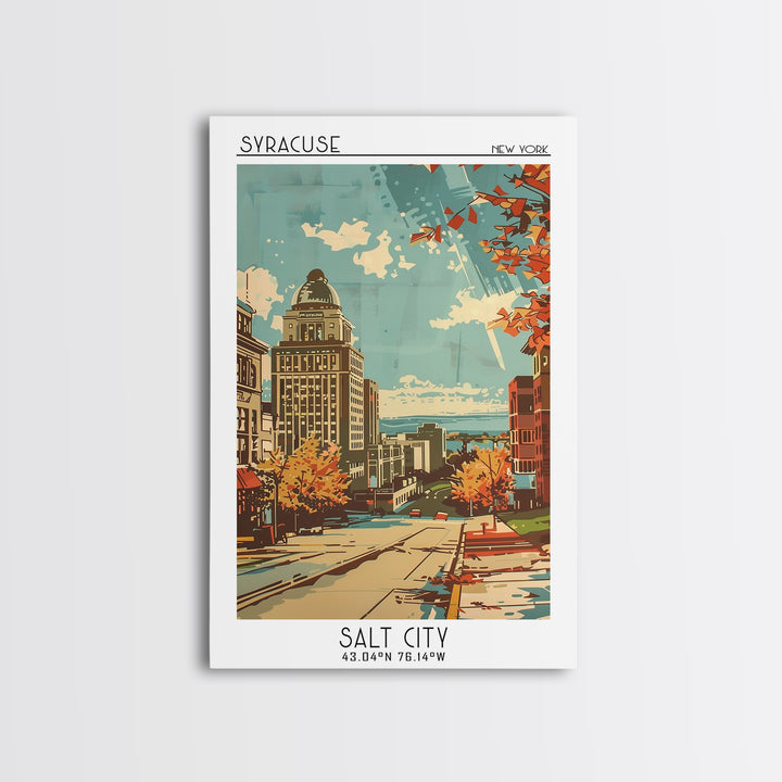 Syracuse New York Travel Poster, Framed Canvas Print, Vintage Travel Print, City Wall Art, Living Room Wall Art, Retro Travel Poster