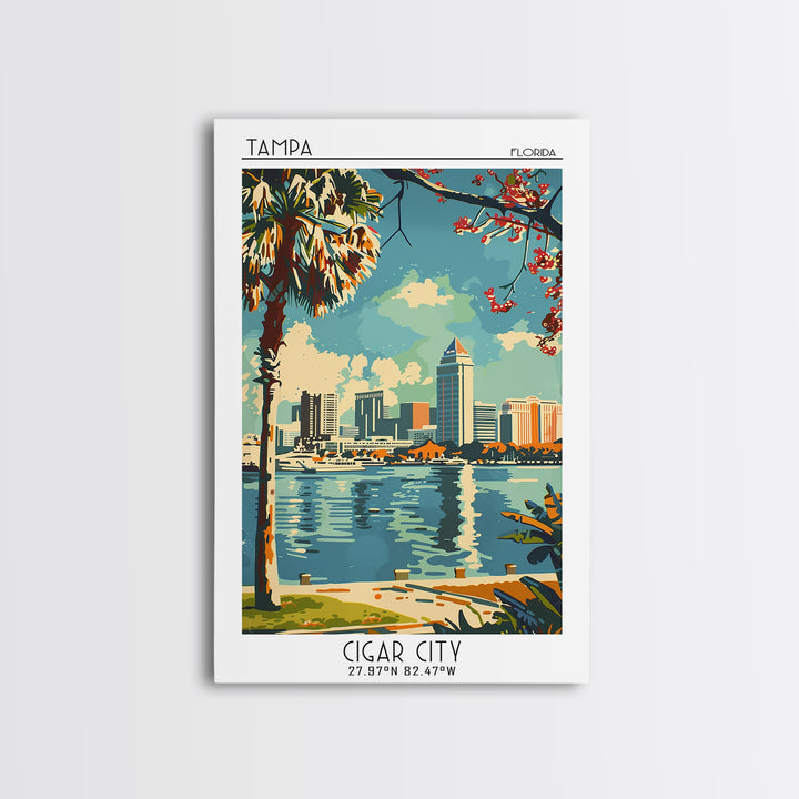 Tampa Travel Poster, Canvas Print, Retro Travel Poster, City Wall Art, Travel Print, Travel Prints, Home Decor, Living Room Wall Art