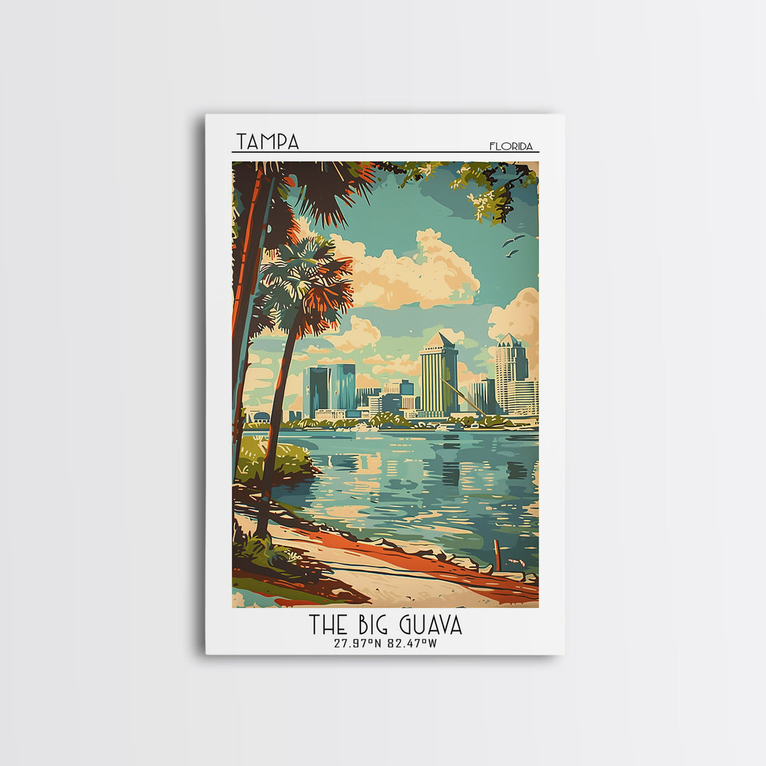 Tampa Florida Travel Poster, Canvas Print, Travel Wall Art, City Wall Art, Gallery Wall Set, City Art Print, Travel Prints, Wall Art