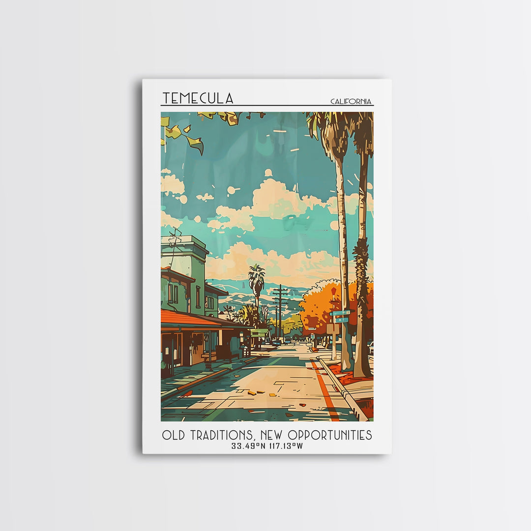 Temecula Travel Poster, Framed Canvas Print, City Art Print, Travel Wall Art, Travel Decor, Wanderlust Gift, Travel Print, Art Print