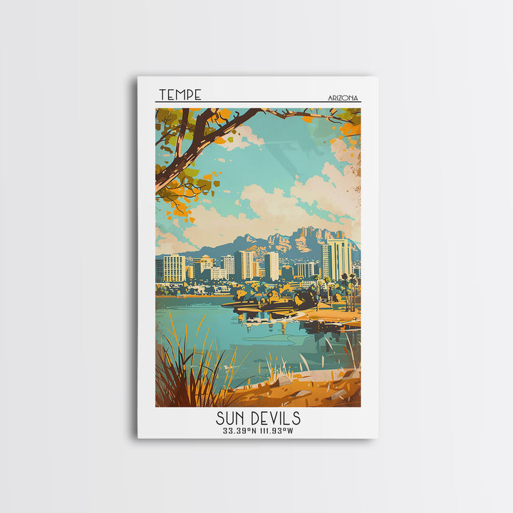 Tempe Arizona Travel Poster, Canvas Print, City Travel Poster, Travel Wall Art, Minimalist Poster, Colorful Wall Art, Travel Posters
