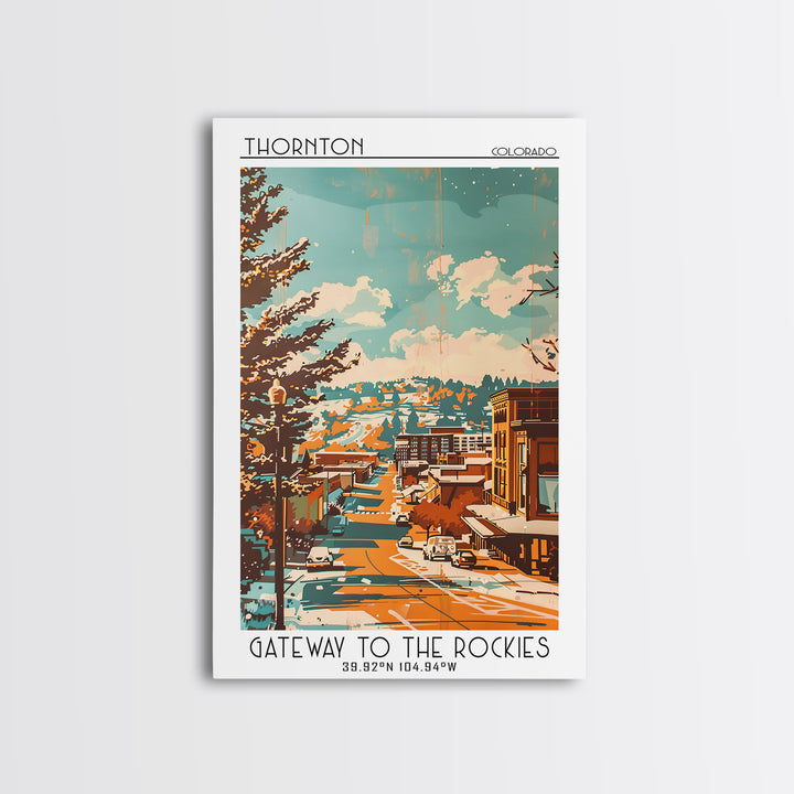 Thornton Travel Poster, Framed Canvas Print, City Art Print, Travel Wall Art, Travel Prints, City Illustration, Living Room Wall Art