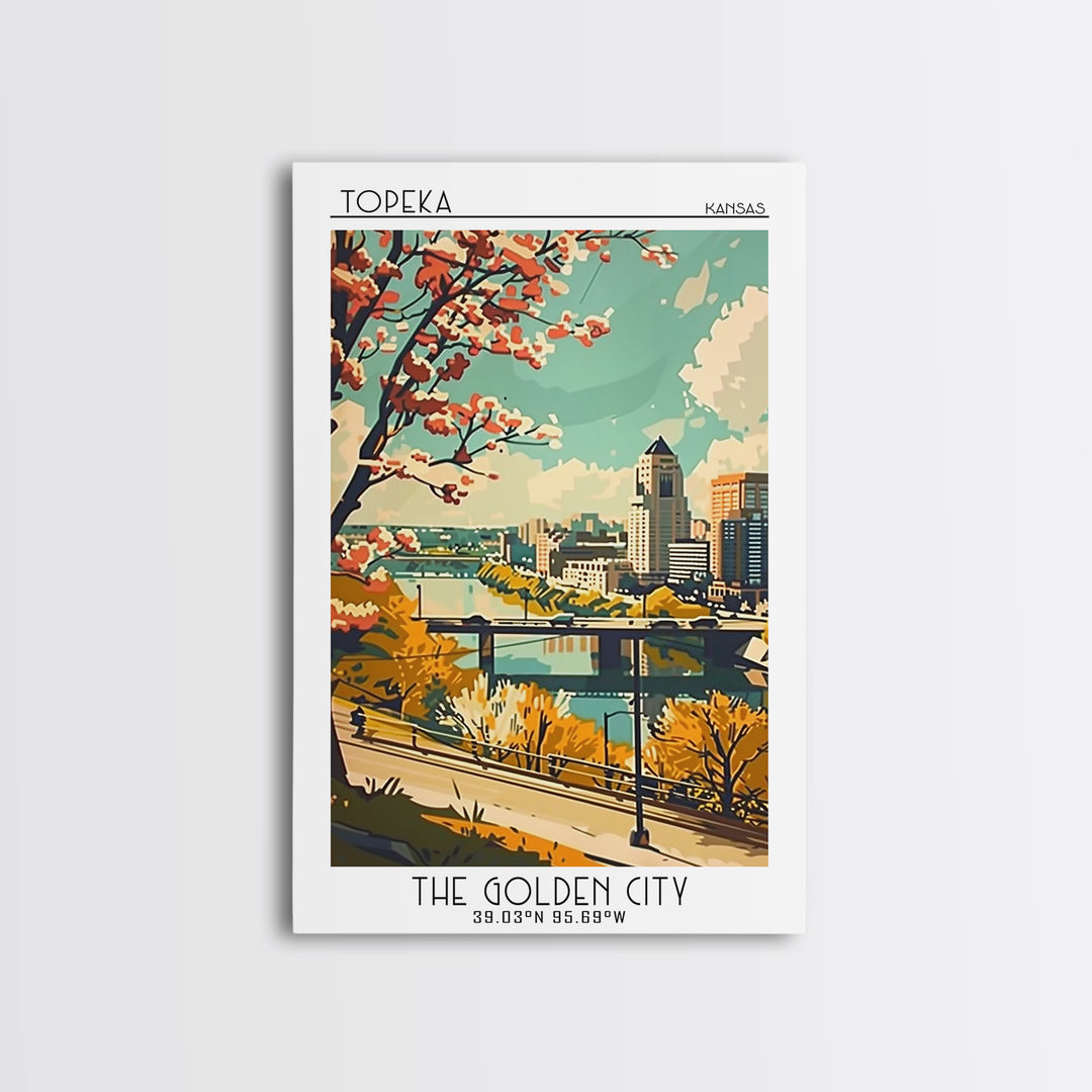 Topeka Travel Poster, Canvas Print, City Travel Poster, Travel Wall Decor, Retro Travel Poster, Fine Art Print, Living Room Wall Art