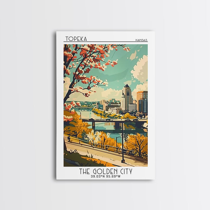 Topeka Travel Poster, Canvas Print, City Travel Poster, Travel Wall Decor, Retro Travel Poster, Fine Art Print, Living Room Wall Art