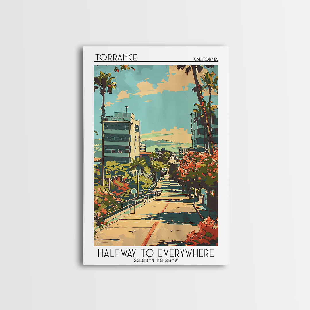 Torrance California Travel Poster, Canvas Print, City Travel Poster, Travel Wall Art, Travel Posters, Wanderlust Gift, Travel Prints