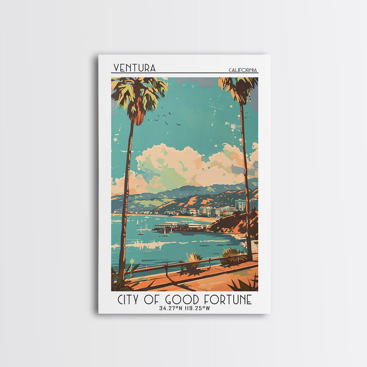 Ventura Travel Poster, Framed Canvas Print, Travel Wall Decor, Minimalist Poster, Poster Print, Travel Wall Art, Retro Travel Poster