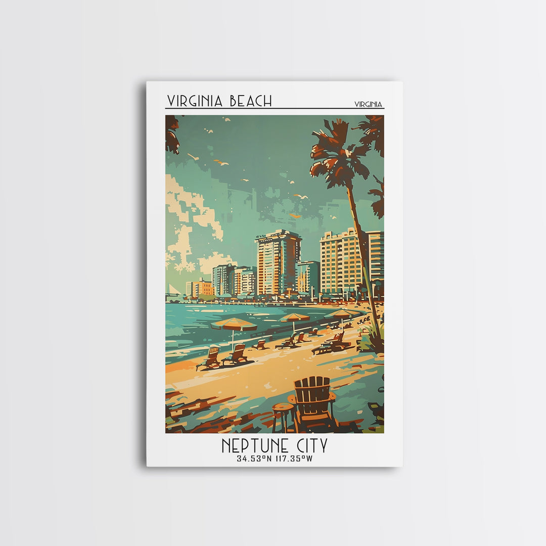Virginia Beach Virginia Travel Poster, Canvas Print, City Art Print, Travel Wall Art, Vintage Travel Art, Travel Print, Poster Print