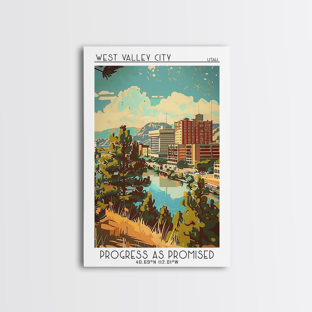 West Valley City Travel Poster, Canvas Print, Retro Travel Poster, City Wall Art, Travel Posters, Minimalist Poster, Travel Wall Art