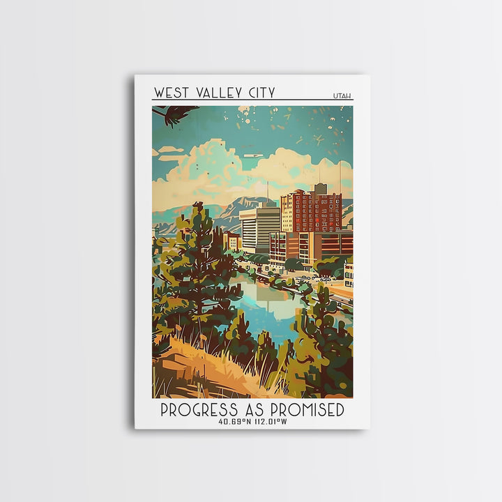 West Valley City Travel Poster, Canvas Print, Retro Travel Poster, City Wall Art, Travel Posters, Minimalist Poster, Travel Wall Art