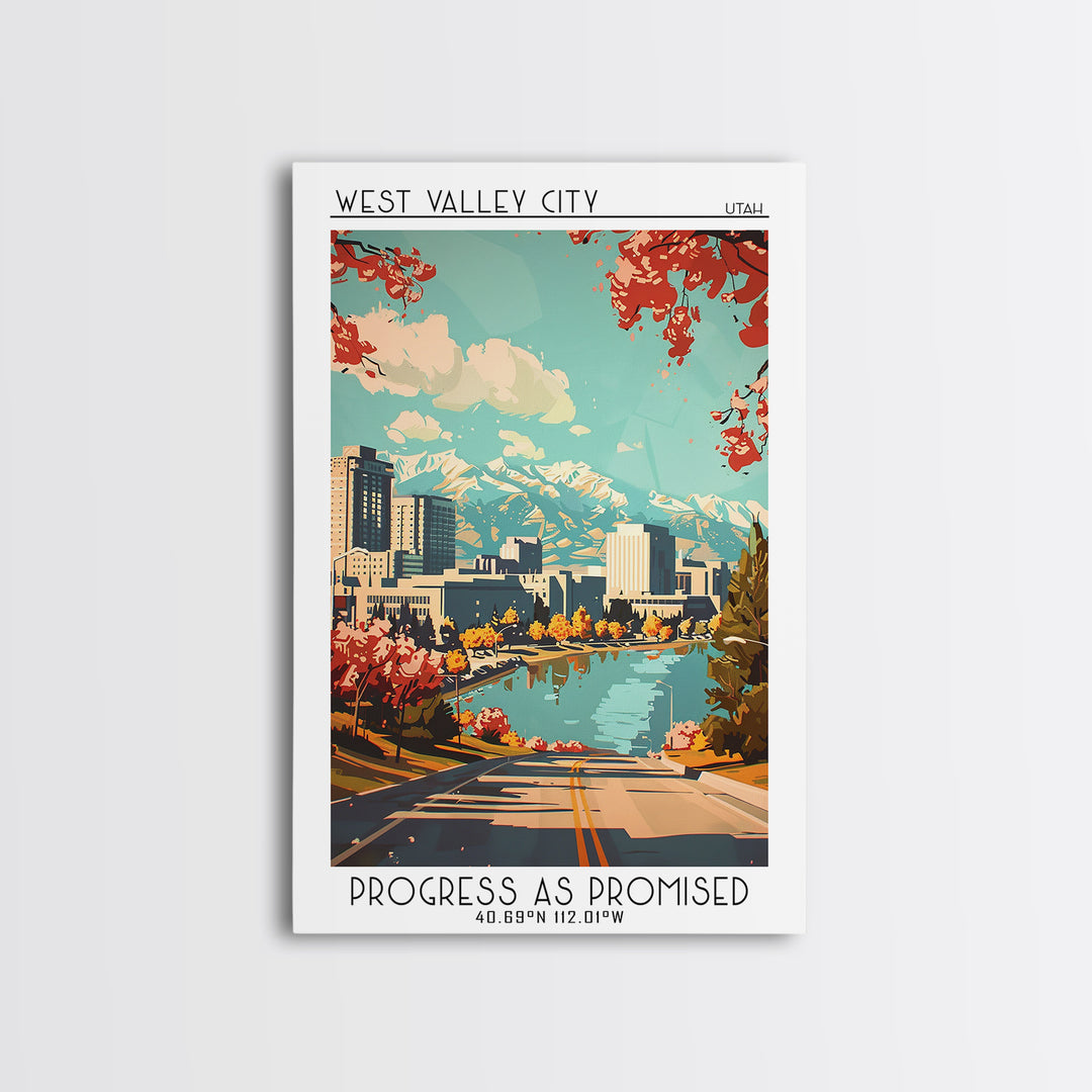West Valley City Utah Travel Poster, Framed Canvas Print, City Travel Poster, Travel Wall Art, Home Decor, Wanderlust Gift, Wall Art
