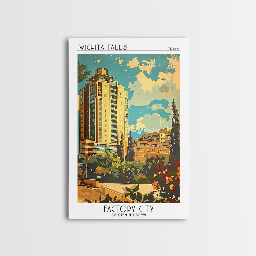 Wichita Falls Travel Poster, Framed Canvas Print, City Travel Poster, Vintage City Poster, Vintage Travel Art, Art Print, Poster Art