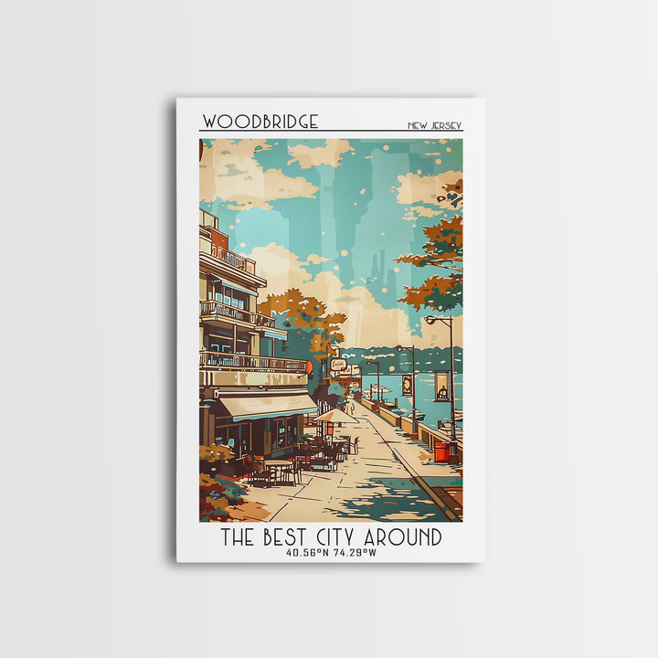 Woodbridge New Jersey Travel Poster, Canvas Print, City Travel Poster, Travel Wall Art, Retro Wall Art, Travel Print, Fine Art Print