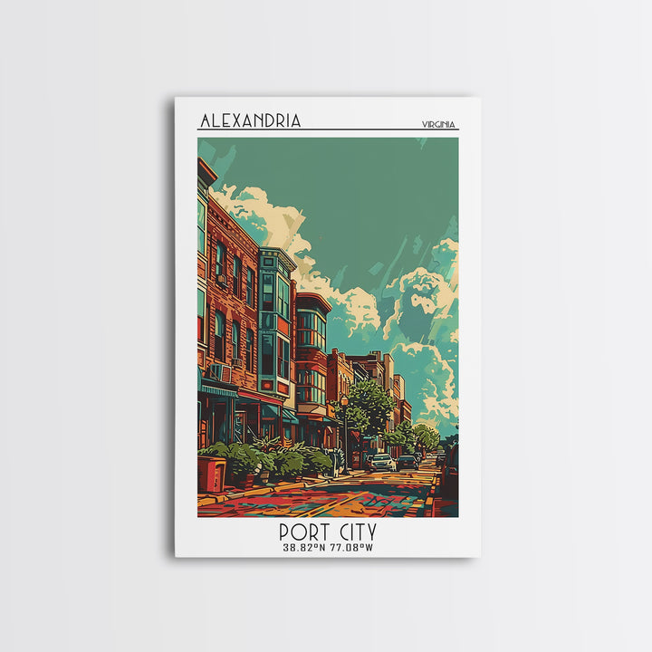 Alexandria Travel Poster, Framed Canvas Print, Travel Art Print, Modern Wall Decor, City Travel Poster, Wall Art, Retro Travel Print