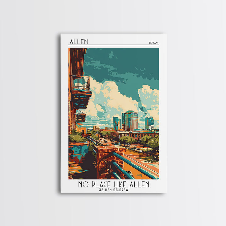Allen Travel Poster, Canvas Print, Retro Travel Poster, City Wall Art, Art Print, Travel Wall Art, Colorful Wall Art, Travel Posters