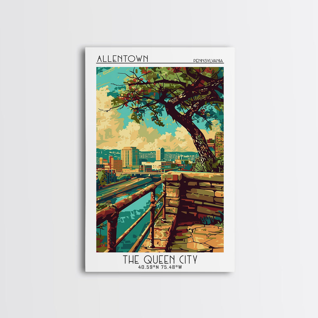 Allentown Travel Poster, Canvas Print, Retro Travel Poster, City Wall Art, Living Room Wall Art, Retro Travel Print, Vintage Posters