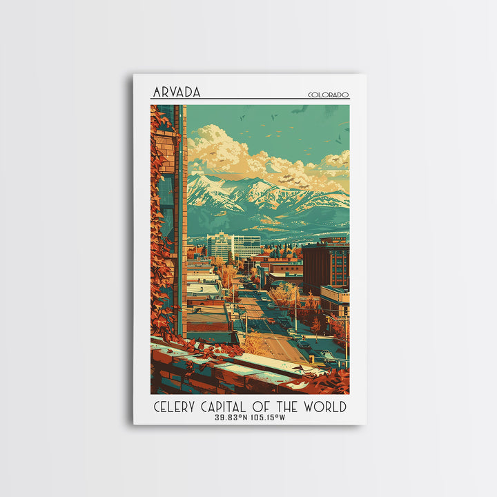 Arvada Travel Poster, Framed Canvas Print, Vintage Travel Print, City Wall Art, Travel Posters, Retro Travel Poster, Wanderlust Gift