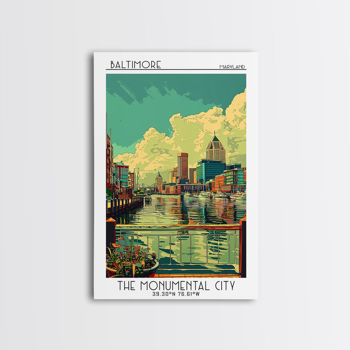 Baltimore Travel Poster, Framed Canvas Print, City Travel Poster, Travel Wall Art, Travel Wall Decor, Fine Art Print, Travel Posters