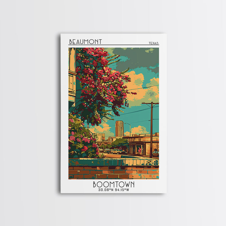 Beaumont Travel Poster, Canvas Print, City Travel Poster, Travel Wall Decor, Travel Art Print, Watercolor Cityscape, Travel Wall Art
