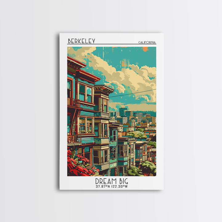 Berkeley Travel Poster, Framed Canvas Print, City Travel Poster, Travel Wall Art, Travel Print, Travel Wall Decor, City Illustration