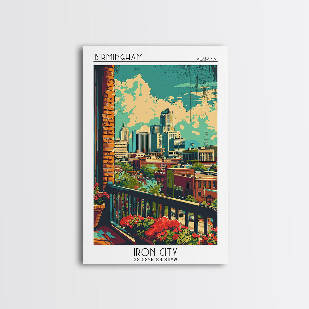 Birmingham Travel Poster, Canvas Print, City Art Print, Travel Wall Art, Art Print, Wanderlust Gift, Home Office Decor, Travel Print