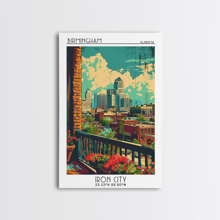 Birmingham Travel Poster, Canvas Print, City Art Print, Travel Wall Art, Art Print, Wanderlust Gift, Home Office Decor, Travel Print