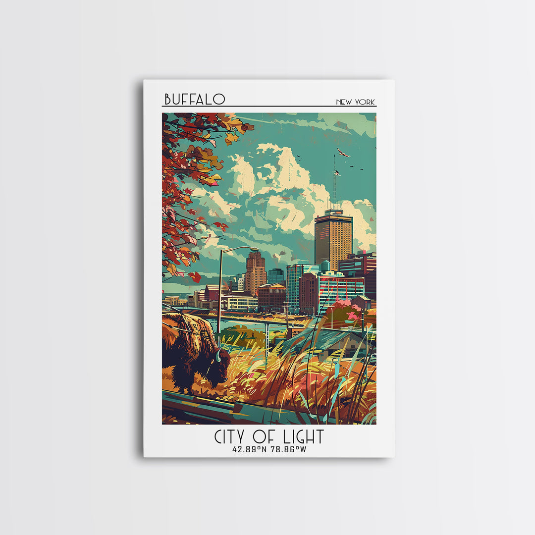 Buffalo Travel Poster, Framed Canvas Print, Travel Wall Decor, Minimalist Poster, City Art Print, Travel Wall Art, Modern Wall Decor